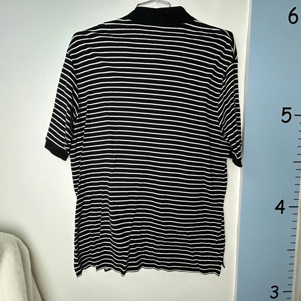 Ralph Lauren Polo Golf‎ Black White Stripes Polo Shirt Men's Large